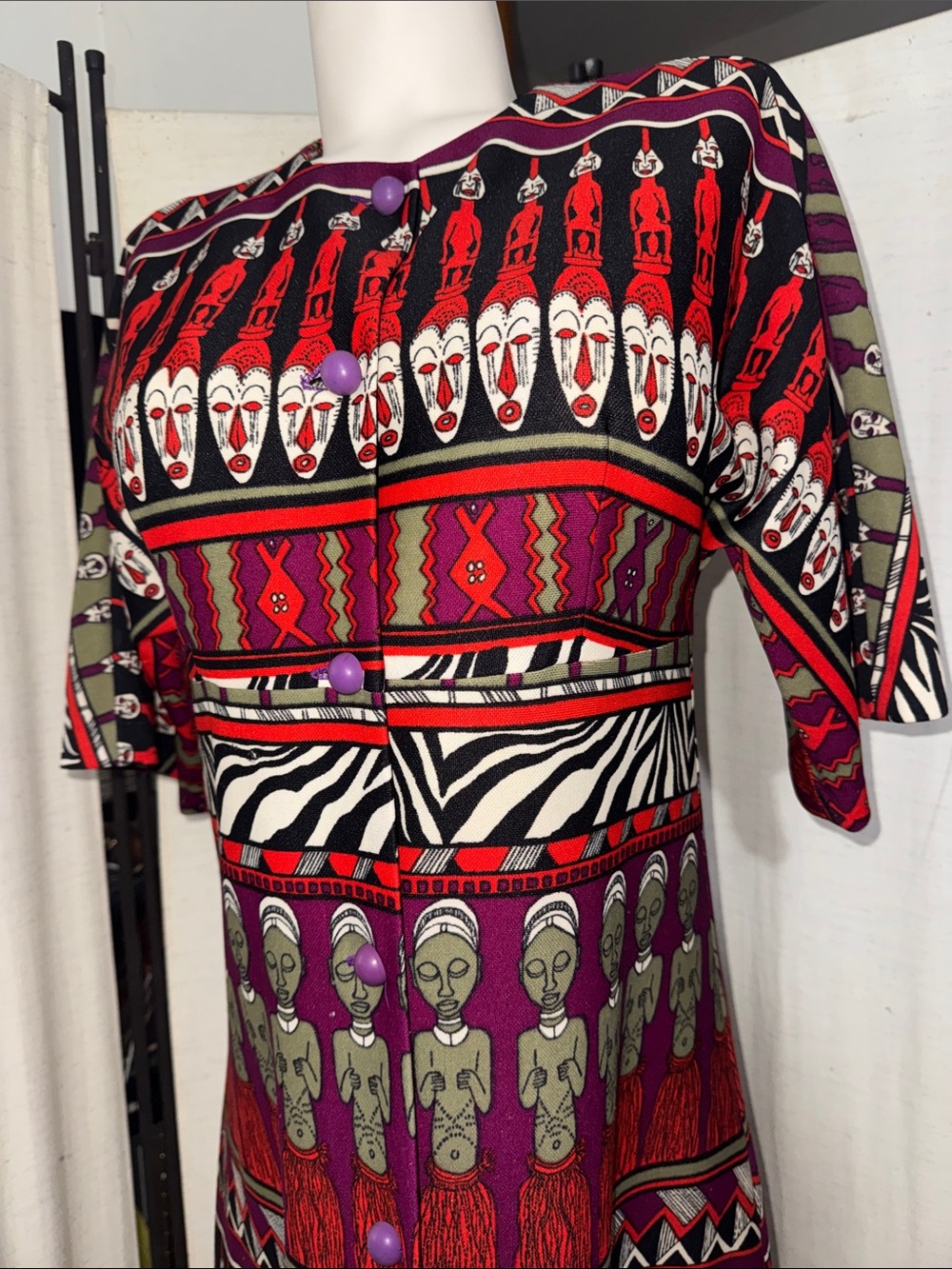LOUD Tribal Vintage Double Knit Maxi Dress